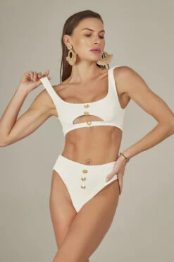 Biquini Charlie Textura Losango Off White