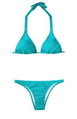 Blue Brazilian Bikini Bottom And Scarf-effect Triangle Top - Tahiti Cortinao Basic