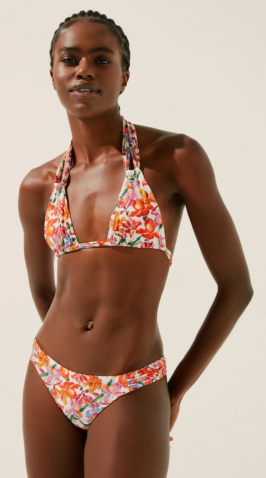 Agua De Coco Media Franzida Floral Ikat