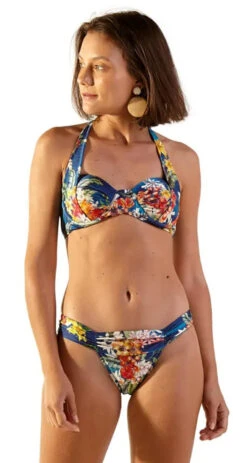 Floral Blue Underwired Balconette Bikini - Ibiza Arta