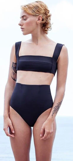 Black High-waisted Bikini With Bra Top - Bikini Amanda Preto