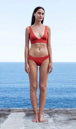 Dark Orange Longline Bikini With Multiposition Straps - Bikini Multi Alcas Por Do Sol