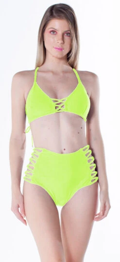 Tiras Cruzadas Neon Limao