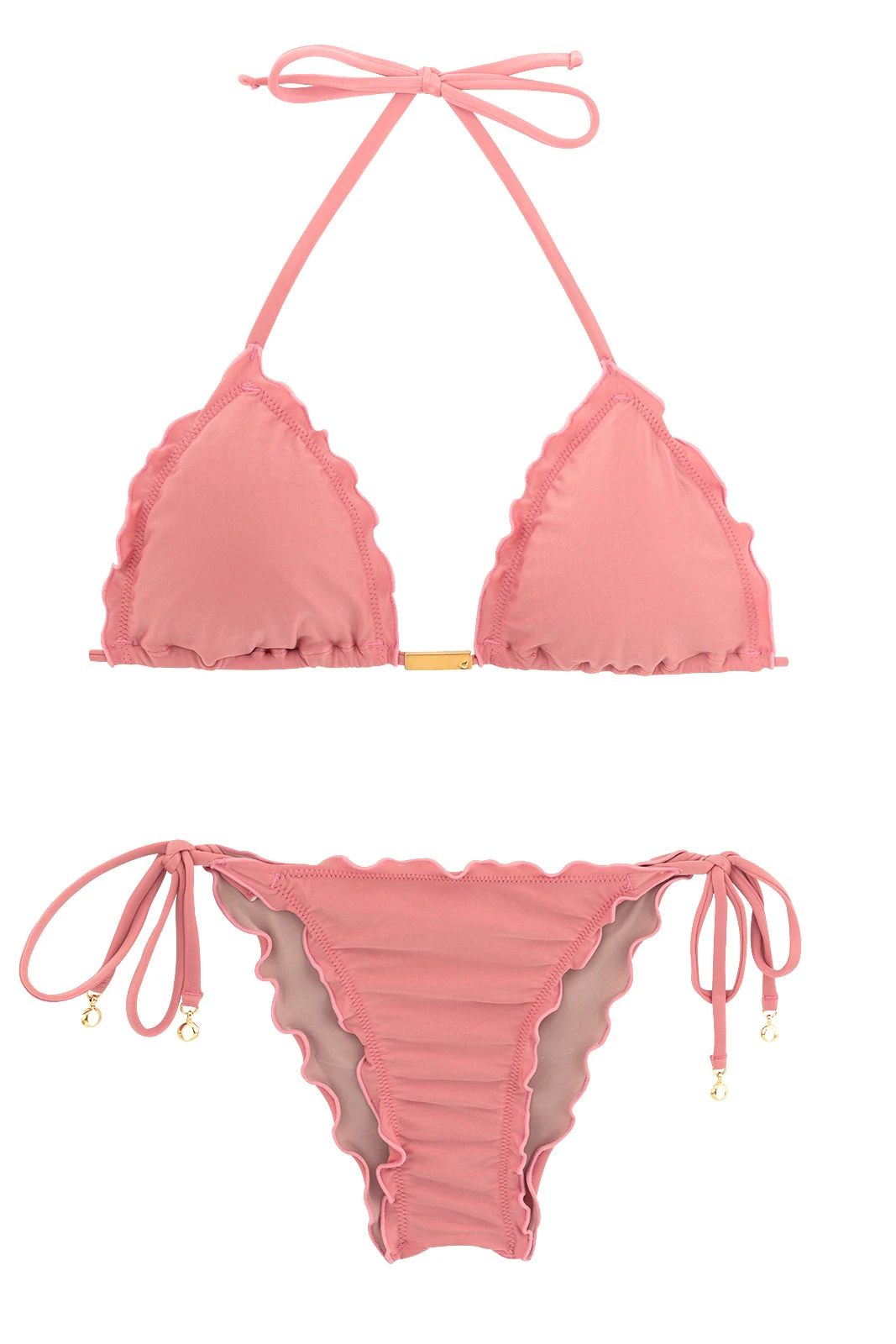 Accessorized Pink Wavy Scrunch Bikini Bottom - Bella Frufru