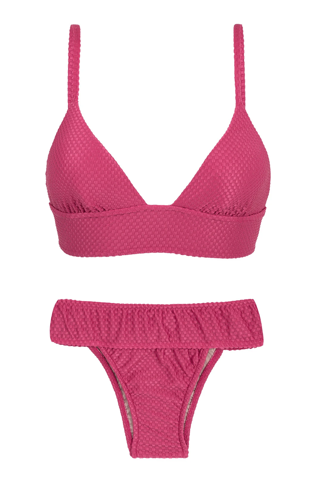Fuchsia Pink Fixed Longline Bikini With A Waistband - Cloque Lichia Tri Cos