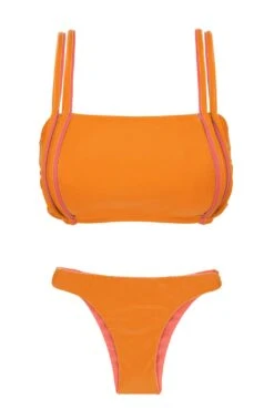 Orange Bra Bikini With Pink Details And Reversible Bottom - Duo Orange