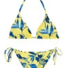 Accessorized Plant Yellow Side-tie Brazilian Bikini - Lemon Flower Invisible