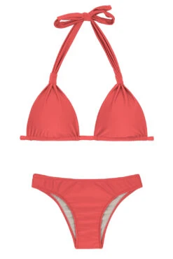Dark Red Halter Bikini - Madras Cortinao