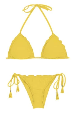 Yellow Side-tie Scrunch Bikini Wavy Edges - Melon Eva