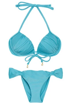 Sky Blue Balconette Bikini With Sliding Rings - Orvalho Balconet