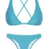 Sky Blue Triangle Halter Bikini With Crossed Back - Orvalho Cortinao