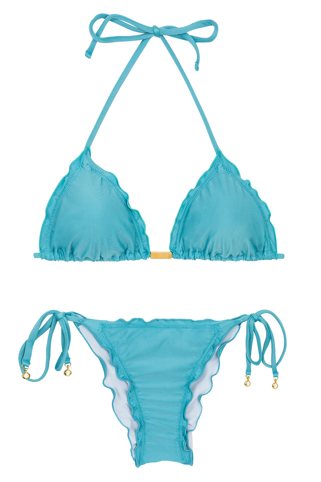 Sky Blue Side-tie Scrunch Bikini Wavy Edges - Orvalho Frufru