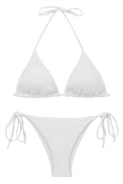 White Ribbed Brazilian Bikini - Set Cotele-branco Tri-inv Ibiza