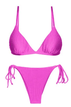 Textured Magenta Pink Side-tie Bikini - Set Eden-pink Tri-fixo Ibiza