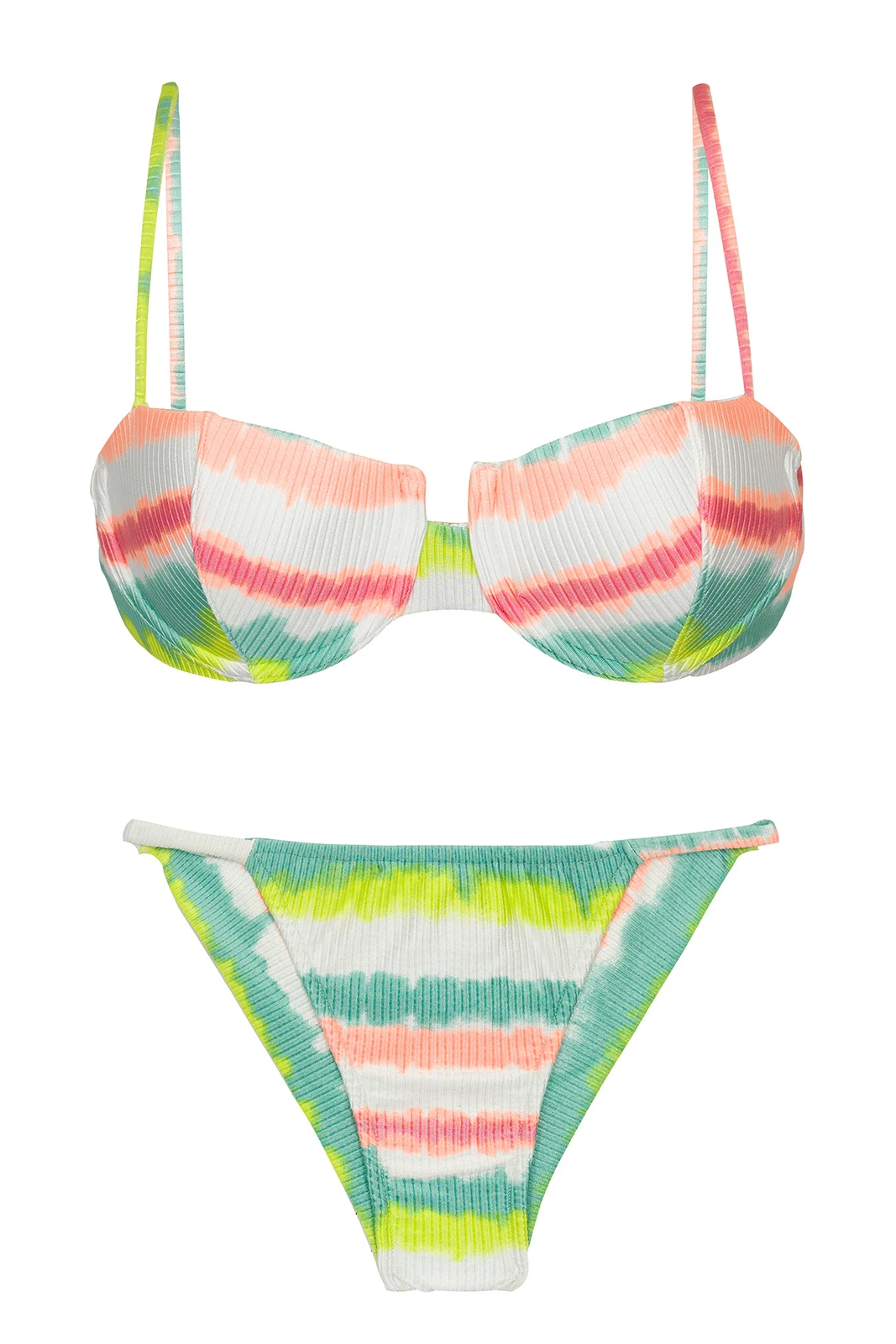 Tie-dye Striped Cheeky Brazilian Bikini With Underwired Top - Set Revelry Balconet Cheeky-fixa