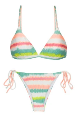 Tie-dye Stripe Side-tie Brazilian Bikini - Set Revelry Tri-fixo Ibiza