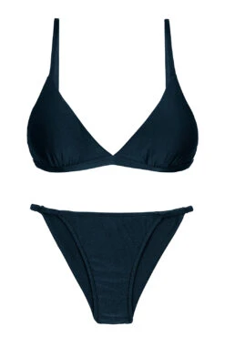 Iridescent Midnight Blue Cheeky Brazilian Bikini With Thin Sides - Set Shark Tri-fixo Cheeky-fixa