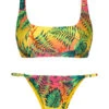 Colorful Tropical Adjustable Brazilian Bikini With Sports Top - Set Sun-sation Bra-sport Ibiza-fixa