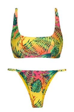 Colorful Tropical Adjustable Brazilian Bikini With Sports Top - Set Sun-sation Bra-sport Ibiza-fixa