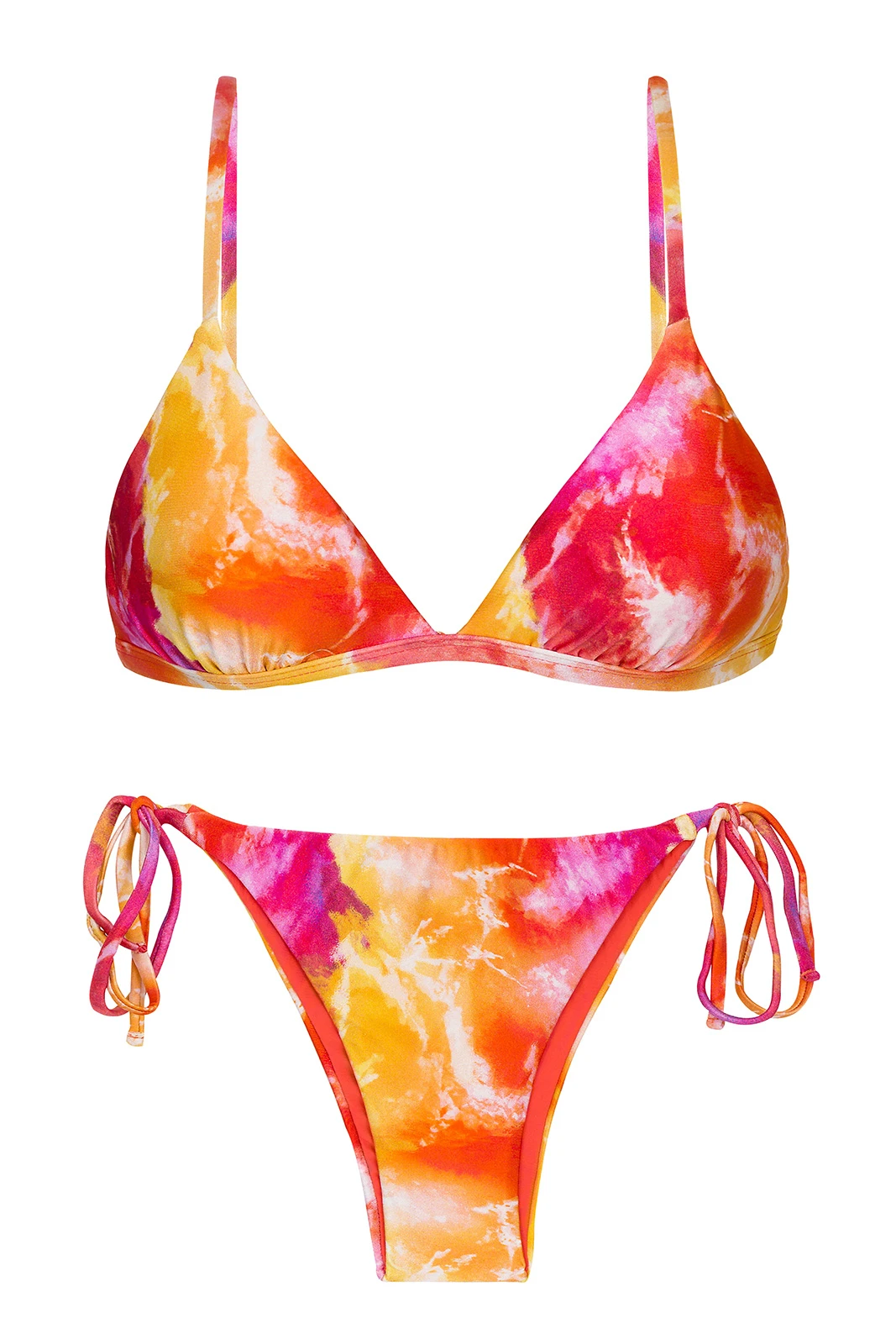 Tie-dye Red / Orange Side-tie Bikini - Set Tiedye-red Tri-fixo Ibiza