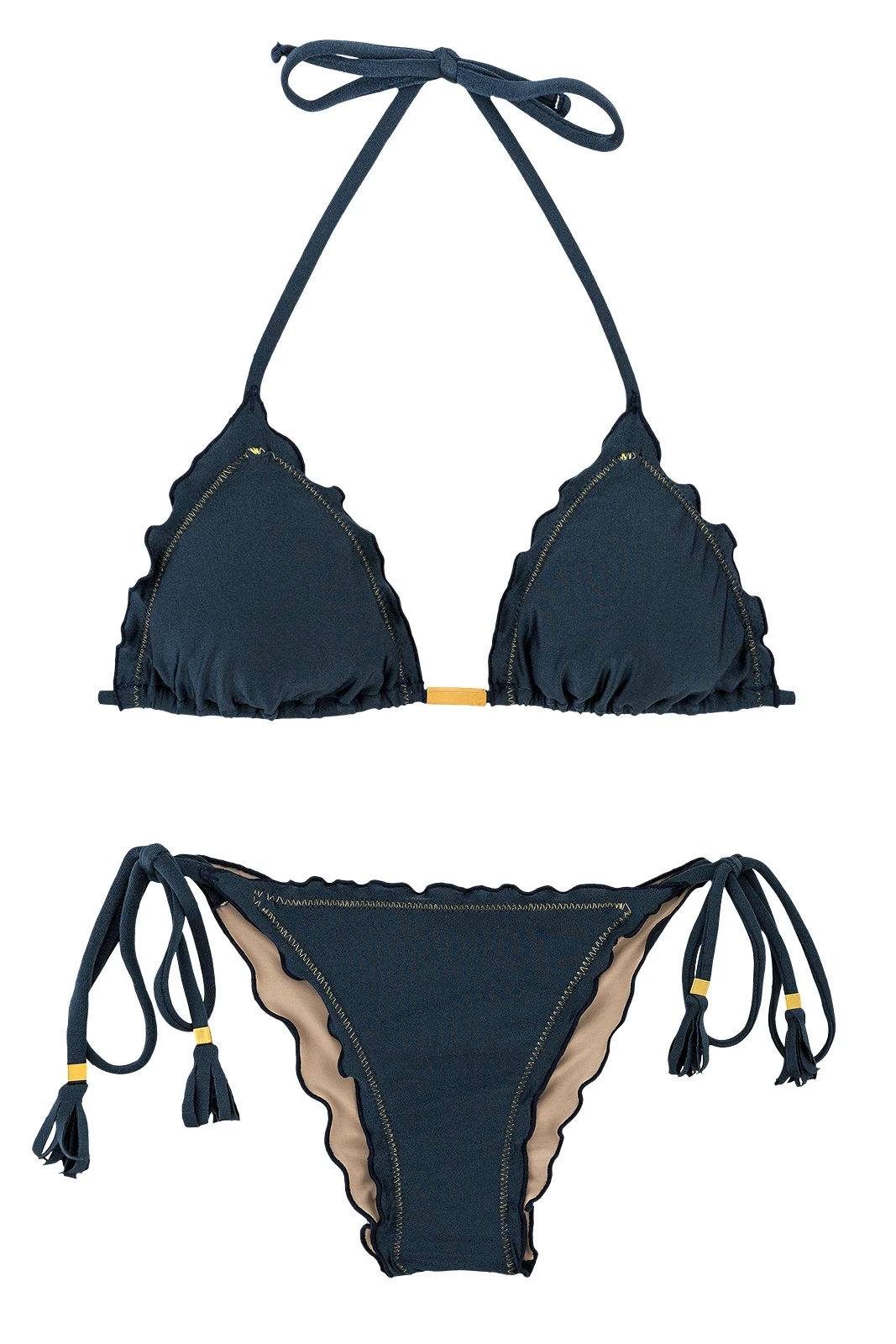 Iridescent Navy Side-tie Scrunch Bikini - Shark Frufru