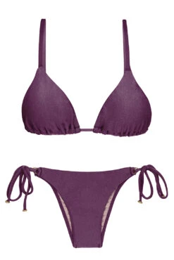 Accessorized Iridescent Purple Brazilian Bikini - Viena Invisible