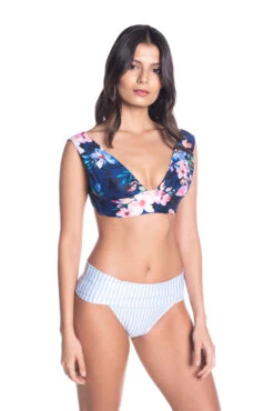 Bbs X Saha - High-waisted Bra Bikini Flowers / Stripes - Sierra Floral Night