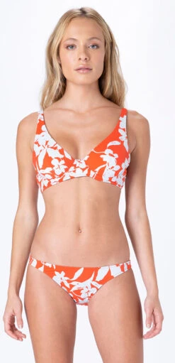 Orange Balconette Bikini In White Flowers - Arco Caraiva Laranja