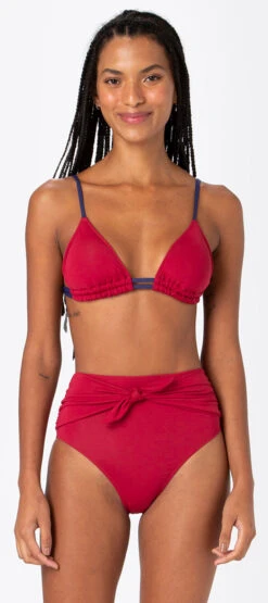 Raspberry Red High Waisted Bikini With Belted Effect - Retro Agatha