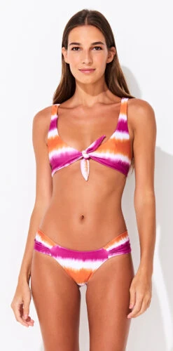 Pink & Orange Tie-dye Tab-side Bikini With Bralette Top - No Paint Pink